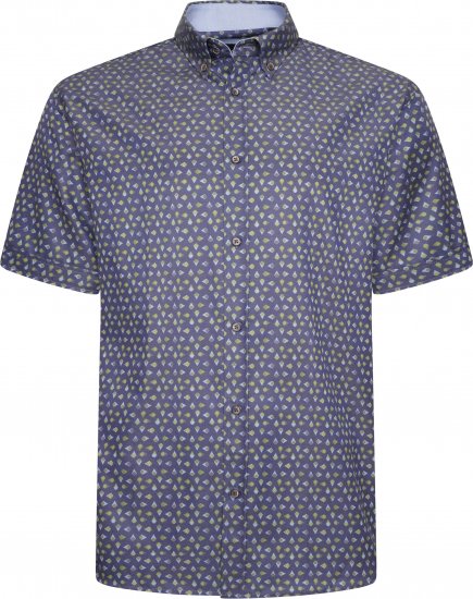 Kam Jeans P033 Premium Floral Print Short Sleeve Shirt Navy - Camisas - Camisas Homem Tamanhos Grandes