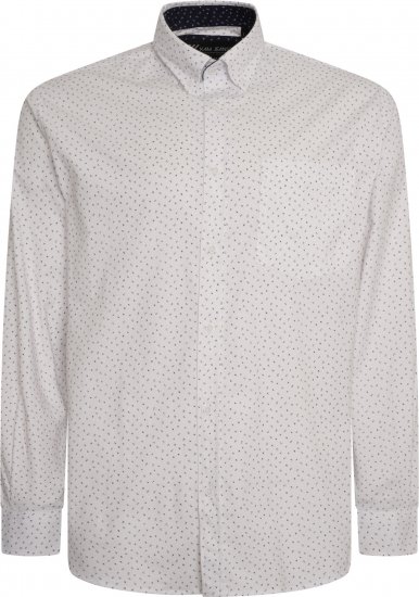 Kam Jeans P037 Dobby Print Stretch Long Sleeve Shirt White - Camisas - Camisas Homem Tamanhos Grandes