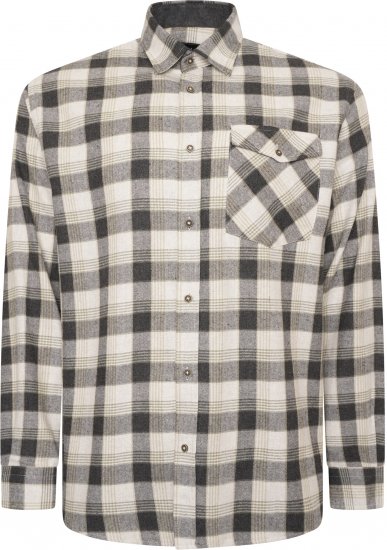 Kam Jeans P040 Premium Flannel Retro Check Shirt Charcoal - Camisas - Camisas Homem Tamanhos Grandes