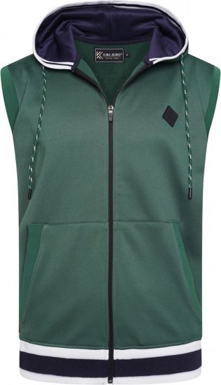 Kam Jeans TS005 Retro Tracky Set (Shorts/Sleeveless Hoodie) Racing Green - Toda a roupa - Roupa de homem tamanhos grandes 2XL-14XL