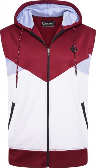 Kam Jeans TS006 Retro Pannelled Tracky Set (Shorts/Sleeveless Hoodie) Red - Fatos de treino - Fatos de treino homem tamanhos grandes