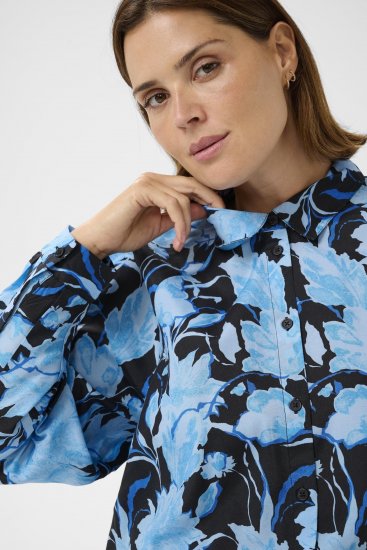 Kaffe Curve Sasja Camisa de manga comprida Blue Snake Flower - Blusas e Túnicas - 