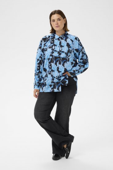 Kaffe Curve Sasja Camisa de manga comprida Blue Snake Flower - Blusas e Túnicas - 