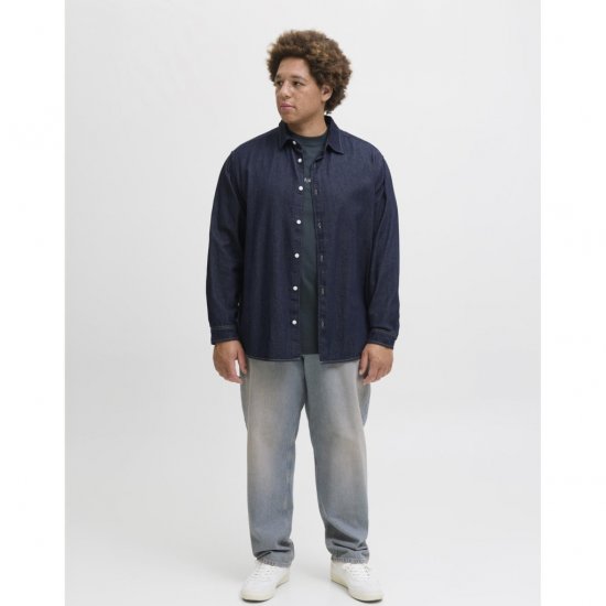 Jack & Jones Norrebro Denim Long Sleeve Shirt Dark Blue Denim - Camisas - Camisas Homem Tamanhos Grandes