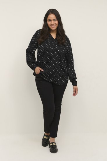 Kaffe Curve Joy Blusa Preto/Branco Com Bolinhas - Blusas e Túnicas - 