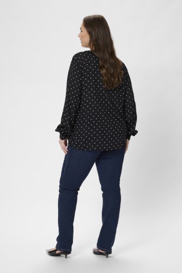 Kaffe Curve Joy Blusa Preto/Branco Com Bolinhas - Blusas e Túnicas - 