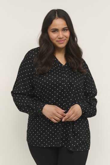 Kaffe Curve Joy Blusa Preto/Branco Com Bolinhas - Blusas e Túnicas - 