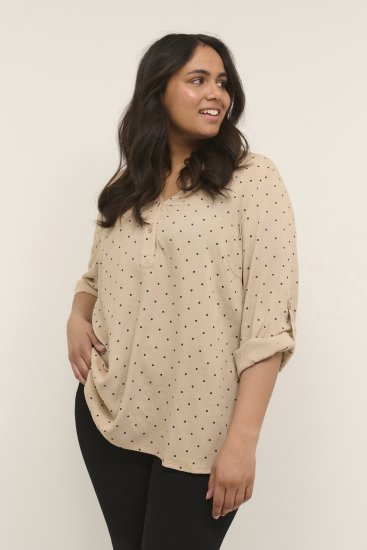 Kaffe Curve Joy Blusa Nomad/Preto Com Bolinhas - Blusas e Túnicas - 