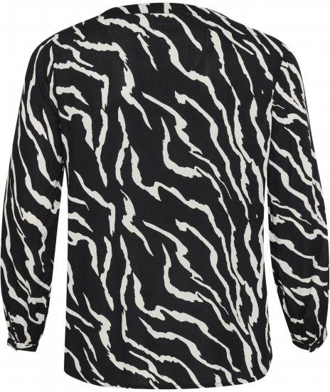 Kaffe Curve Mirta Tilly Blusa Preto/Antique Estampado Zebra - Blusas e Túnicas - 