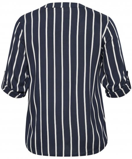 Kaffe Curve Sida Blusa Meia-Noite/Giz À Riscas - Blusas e Túnicas - 