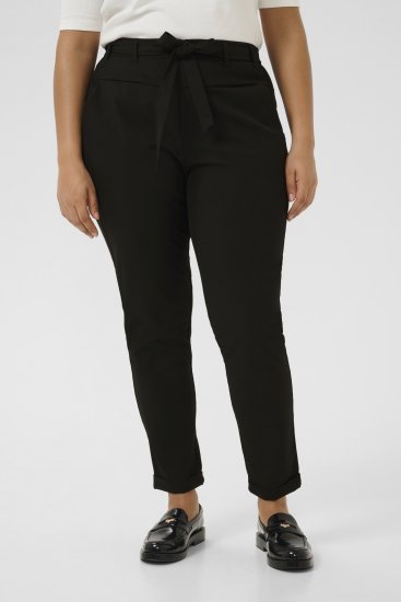 Kaffe Curve Jia Calças com cinto Preto profundo - Jeans & Calças Femininas em Tamanhos Grandes – Plus Size - 