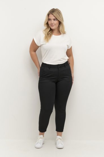 Kaffe Curve Leana Calças Chino 7/8 Preto Profundo - Jeans & Calças Femininas em Tamanhos Grandes – Plus Size - 
