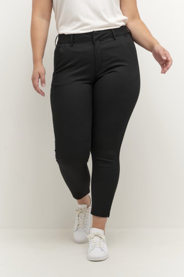 Kaffe Curve Leana Calças Chino 7/8 Preto Profundo - Jeans & Calças Femininas em Tamanhos Grandes – Plus Size - 