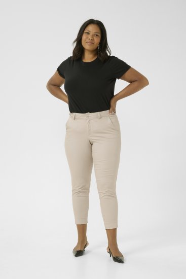 Kaffe Curve Leana Calças Chino 7/8 Cinzento Pluma - Jeans & Calças Femininas em Tamanhos Grandes – Plus Size - 