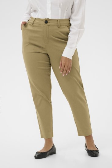Kaffe Curve Leana Calças Chino 7/8 Carvalho Petrificado - Jeans & Calças Femininas em Tamanhos Grandes – Plus Size - 
