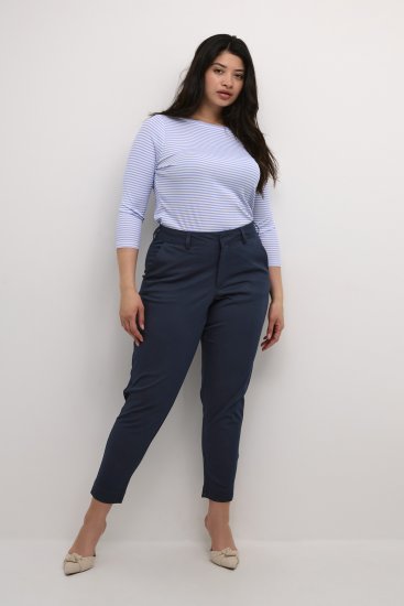 Kaffe Curve Leana Calças Chino 7/8 Azul Marinho Meia-Noite - Jeans & Calças Femininas em Tamanhos Grandes – Plus Size - 