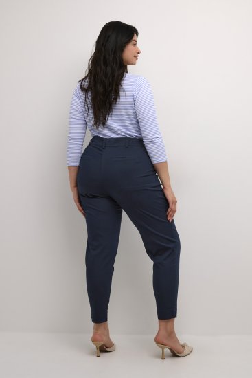 Kaffe Curve Leana Calças Chino 7/8 Azul Marinho Meia-Noite - Jeans & Calças Femininas em Tamanhos Grandes – Plus Size - 