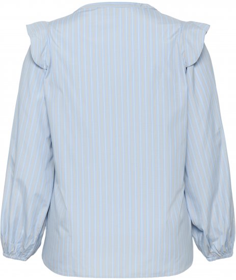 Kaffe Curve Lenia Flounce Shirt Powder Blue Stripe - Camisas - 