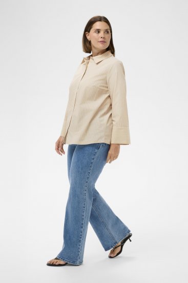 Kaffe Curve Josa Shirt Feather Grey Stripe - Camisas - 