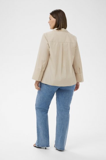 Kaffe Curve Josa Shirt Feather Grey Stripe - Camisas - 