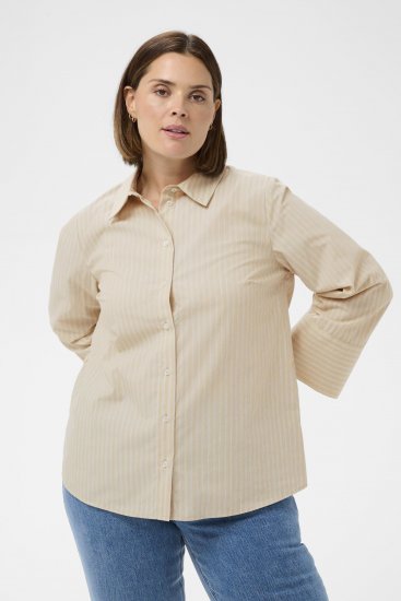 Kaffe Curve Josa Shirt Feather Grey Stripe - Camisas - 