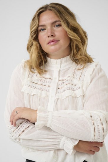 Kaffe Curve Jessa Shirt Long Sleeve White - Camisas - 