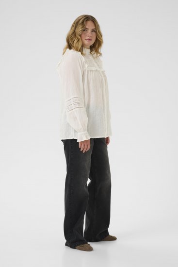 Kaffe Curve Jessa Shirt Long Sleeve White - Camisas - 
