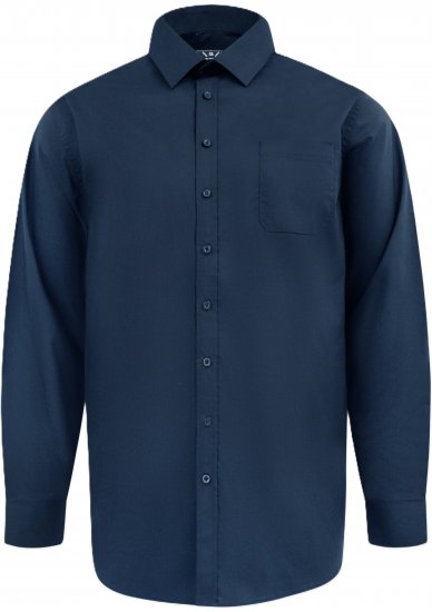 D555 Oliver Camisa Elástica De Manga Comprida Resistente A Manchas E Sem Passar A Ferro Azul Marinho - Camisas - Camisas Homem Tamanhos Grandes