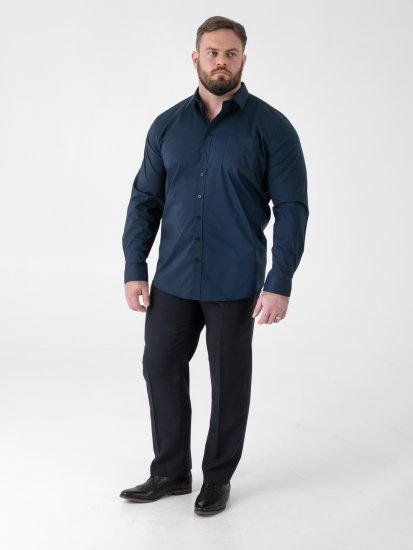 D555 Oliver Camisa Elástica De Manga Comprida Resistente A Manchas E Sem Passar A Ferro Azul Marinho - Camisas - Camisas Homem Tamanhos Grandes