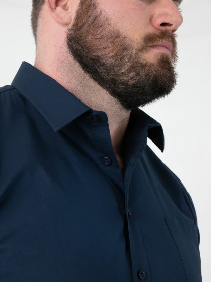 D555 Oliver Camisa Elástica De Manga Comprida Resistente A Manchas E Sem Passar A Ferro Azul Marinho - Camisas - Camisas Homem Tamanhos Grandes