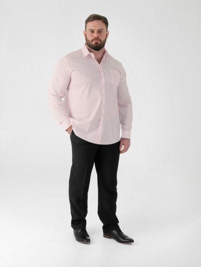 D555 Oliver Camisa Elástica De Manga Comprida Resistente A Manchas E Sem Passar A Ferro Rosa - Camisas - Camisas Homem Tamanhos Grandes