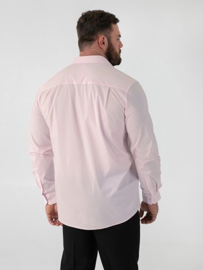 D555 Oliver Camisa Elástica De Manga Comprida Resistente A Manchas E Sem Passar A Ferro Rosa - Camisas - Camisas Homem Tamanhos Grandes
