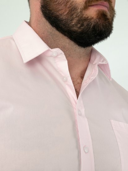 D555 Oliver Camisa Elástica De Manga Comprida Resistente A Manchas E Sem Passar A Ferro Rosa - Camisas - Camisas Homem Tamanhos Grandes