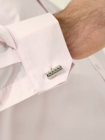 D555 Oliver Camisa Elástica De Manga Comprida Resistente A Manchas E Sem Passar A Ferro Rosa - Camisas - Camisas Homem Tamanhos Grandes