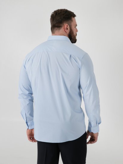 D555 Oliver Camisa Elástica De Manga Comprida Resistente A Manchas E Sem Passar A Ferro Azul Céu - Camisas - Camisas Homem Tamanhos Grandes