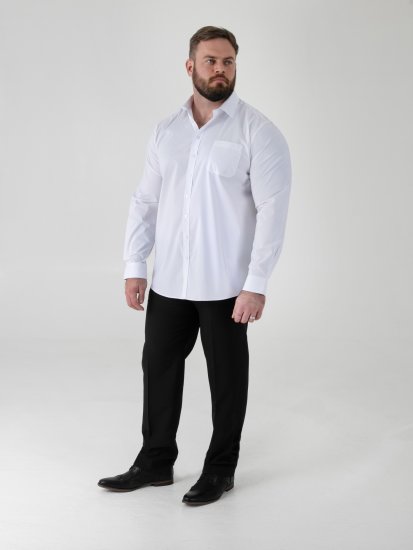 D555 Oliver Camisa Elástica De Manga Comprida Resistente A Manchas E Sem Passar A Ferro Branca - Camisas - Camisas Homem Tamanhos Grandes