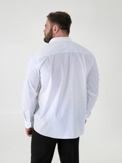 D555 Oliver Camisa Elástica De Manga Comprida Resistente A Manchas E Sem Passar A Ferro Branca - Camisas - Camisas Homem Tamanhos Grandes