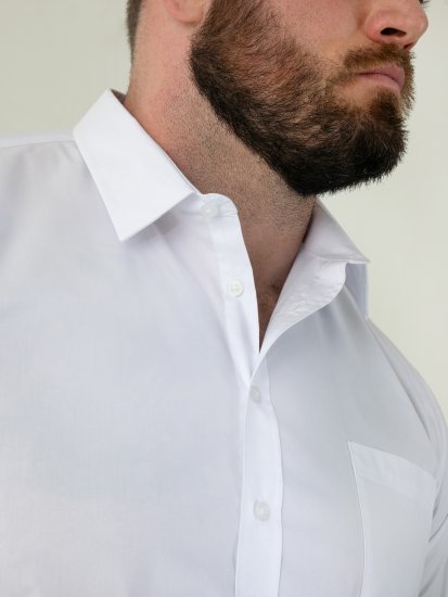 D555 Oliver Camisa Elástica De Manga Comprida Resistente A Manchas E Sem Passar A Ferro Branca - Camisas - Camisas Homem Tamanhos Grandes