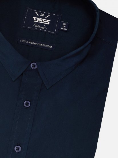 D555 Oliver Camisa Elástica De Manga Comprida Resistente A Manchas E Sem Passar A Ferro Azul Marinho - Camisas - Camisas Homem Tamanhos Grandes