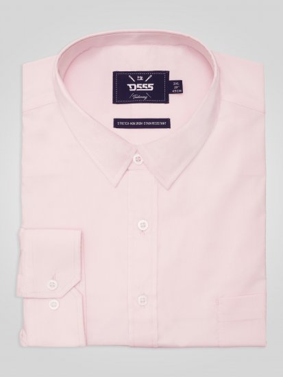 D555 Oliver Camisa Elástica De Manga Comprida Resistente A Manchas E Sem Passar A Ferro Rosa - Camisas - Camisas Homem Tamanhos Grandes