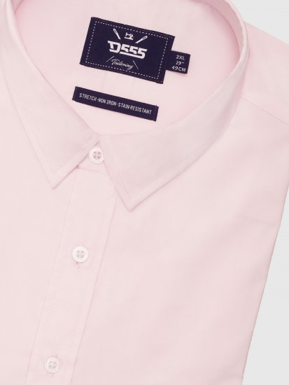 D555 Oliver Camisa Elástica De Manga Comprida Resistente A Manchas E Sem Passar A Ferro Rosa - Camisas - Camisas Homem Tamanhos Grandes