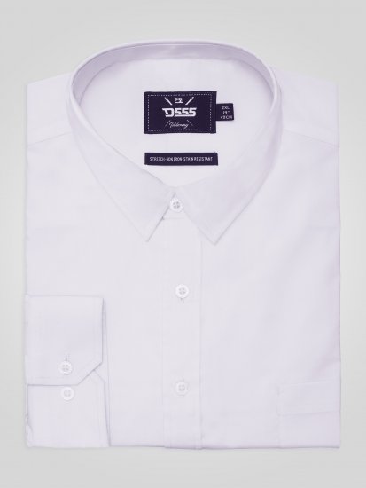 D555 Oliver Camisa Elástica De Manga Comprida Resistente A Manchas E Sem Passar A Ferro Branca - Camisas - Camisas Homem Tamanhos Grandes