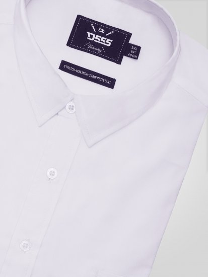 D555 Oliver Camisa Elástica De Manga Comprida Resistente A Manchas E Sem Passar A Ferro Branca - Camisas - Camisas Homem Tamanhos Grandes