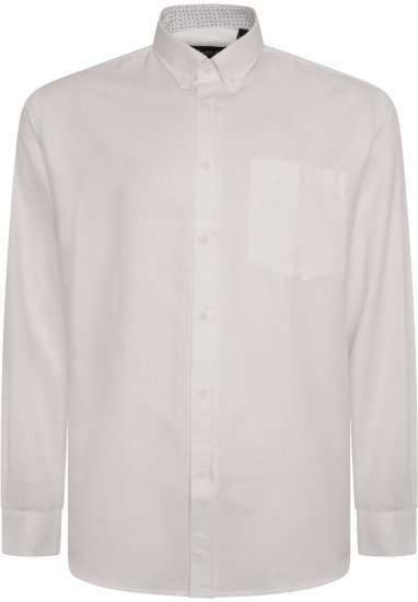 Kam Jeans P020 Premium Long sleeve Oxford Shirt White - Camisas - Camisas Homem Tamanhos Grandes