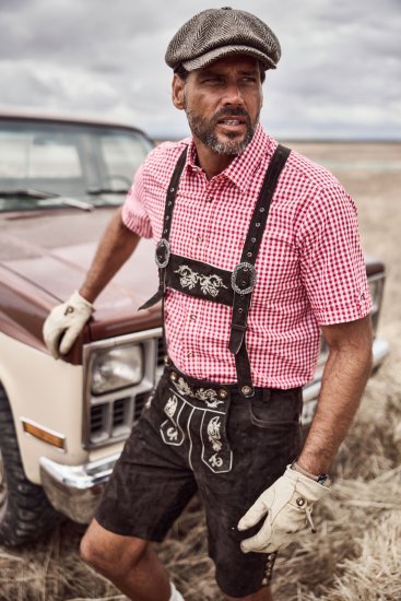 JP1880 Shirt Traditional Checked Short Sleeve Red - Camisas - Camisas Homem Tamanhos Grandes