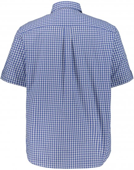 JP1880 Short Sleeve Check Print Traditional Shirt Blue - Camisas - Camisas Homem Tamanhos Grandes