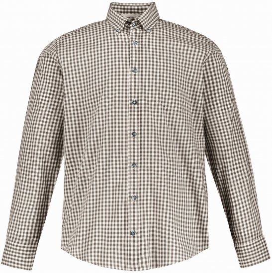 JP1880 Long Sleeve Check Print Traditional Shirt Brown - Camisas - Camisas Homem Tamanhos Grandes