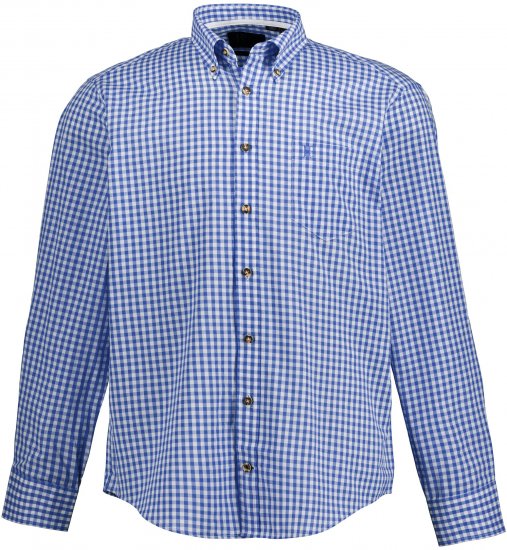 JP1880 Shirt Traditional Checked Long Sleeve Blue - Camisas - Camisas Homem Tamanhos Grandes