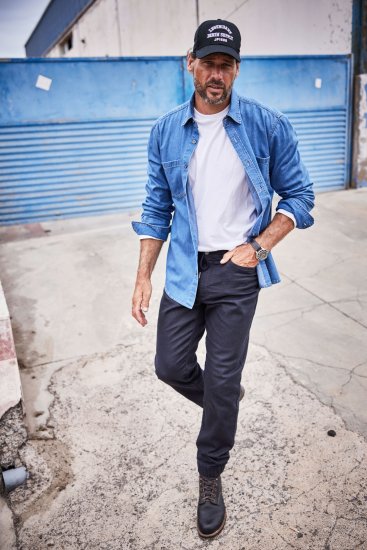 JP1880 Shirt Denim Long Sleeve Blue TALL - ROUPAS DE HOMEM MT-6XLT - Tamanhos-Tall Homem