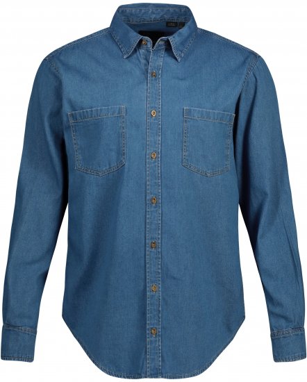 JP1880 Shirt Denim Long Sleeve Blue TALL - ROUPAS DE HOMEM MT-6XLT - Tamanhos-Tall Homem